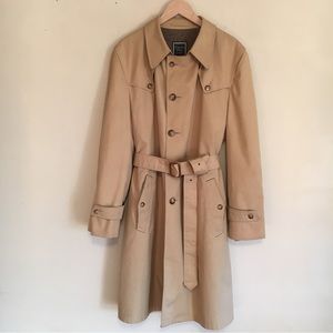 Vintage Christian Dior Monsieur Wool Lined Trench Coat Jacket Tan 44L